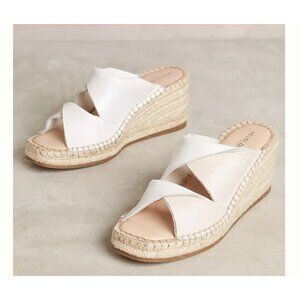 Kelsi Dagger Inwood White Beige Leather Espadrille Wedge Sandals Open Toe Sz 8.5